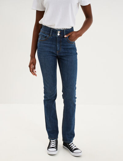 Jean denim droit en coton denim brut femme
