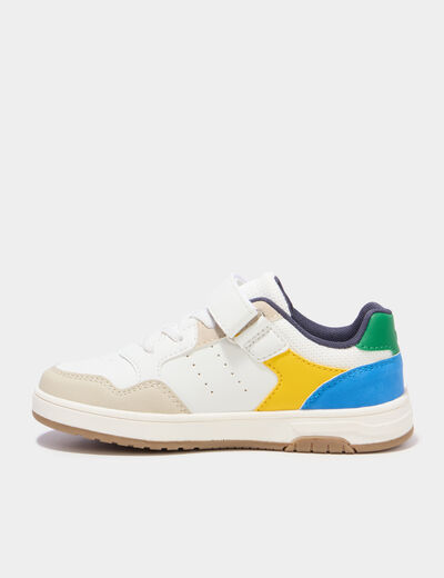 Tennis basses &agrave; scratchs bout renforc&eacute; multicolore gar&ccedil;on