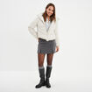 Doudoune courte imperméable à capuche ivoire femme