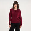 Gilet col rond manches longues bordeaux femme