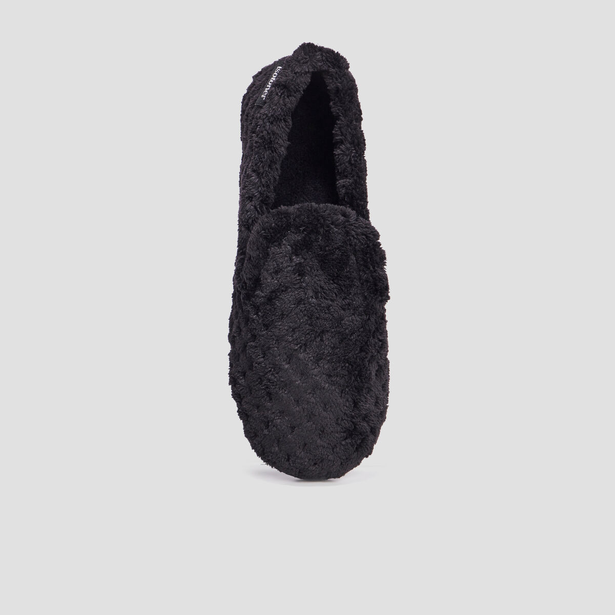 Pantoufles anti-d&eacute;rapantes fourr&eacute;es noir femme