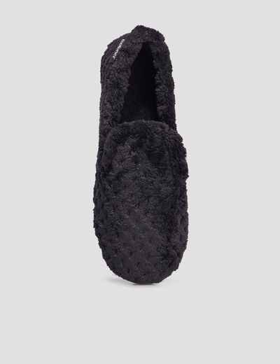 Pantoufles anti-d&eacute;rapantes fourr&eacute;es noir femme