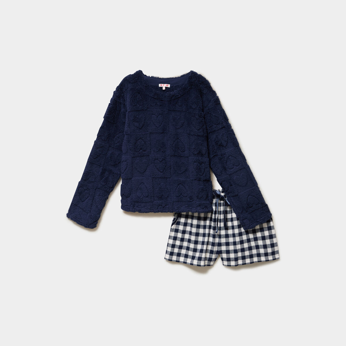 Ensemble pyjama polaire avec short bleu marine femme