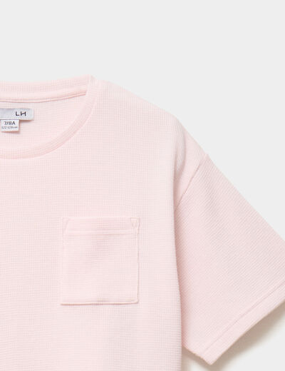 Ensemble pyjama short et t-shirt rose poudr&eacute;e fille