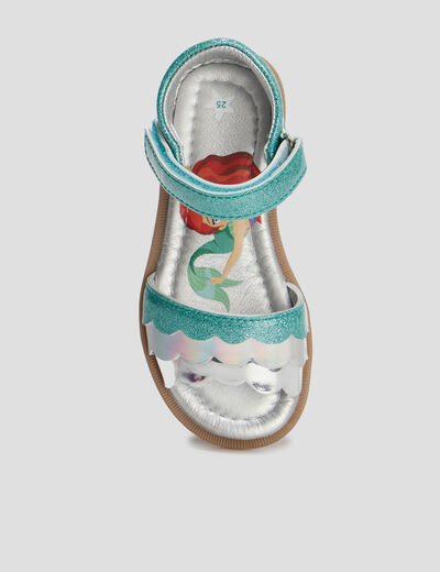 Sandales à scratchs La Petite Sirène bleu turquoise fille