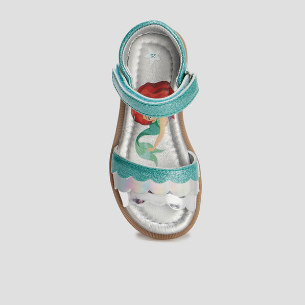 Sandales à scratchs La Petite Sirène bleu turquoise fille