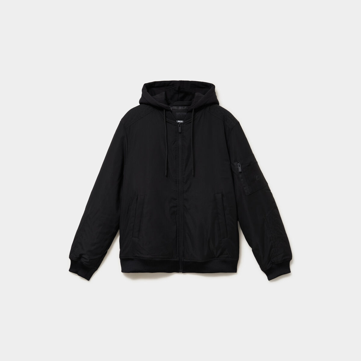 Veste bomber d&eacute;perlante capuche amovible noir homme