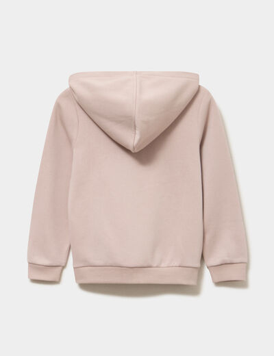 Sweat zipp&eacute; &agrave; capuche droit molleton taupe fille