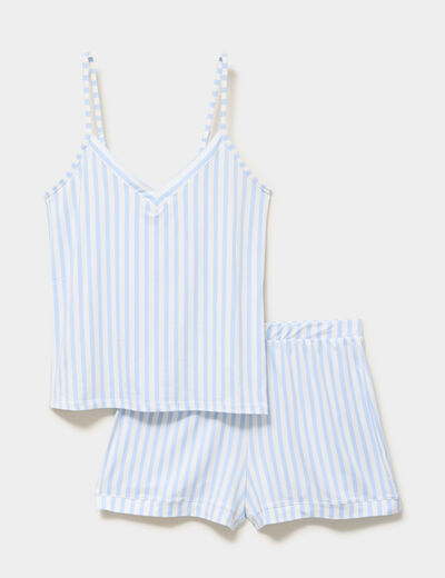 Ensemble pyjama short et d&eacute;bardeur blanc femme