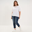 T-shirt col rond manches courtes coton blanc femme grande taille