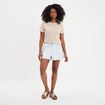 T-shirt col rond 1 poche manches courtes beige femme