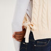 Pull poncho col roul&eacute; sans manches sable femme