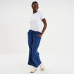 Pantalon fluide &eacute;lastiqu&eacute; gaze de coton bleu marine femme