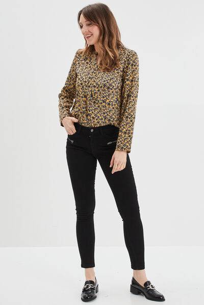 Blouse manches longues jaune moutarde femme