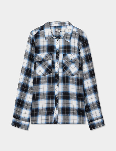 Chemise manches longues coton bleu femme