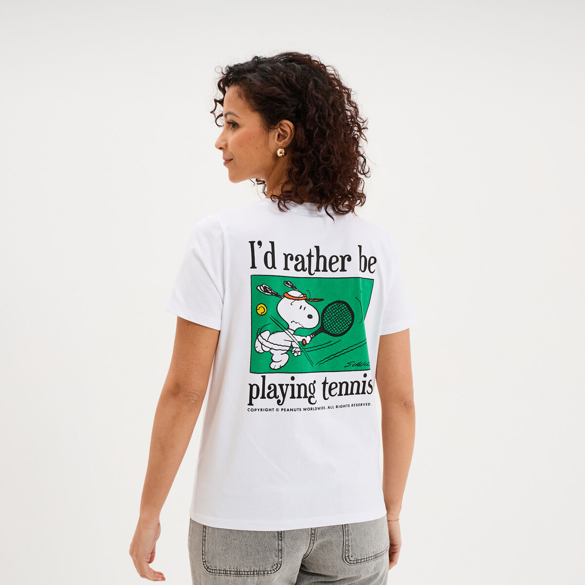 T-shirt manches courtes coton Snoopy blanc femme