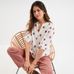 Blouse col tunisien manches 3/4 coton blanc femme