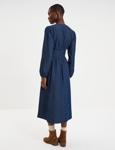 Robe longue en jean empire coton denim brut femme