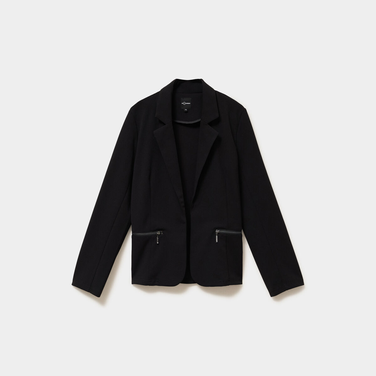 Blazer poches zipp&eacute;es manches longues noir femme