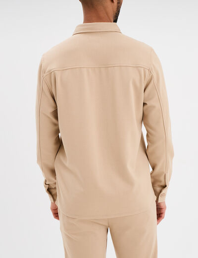 Surchemise manches longues 2 poches beige homme