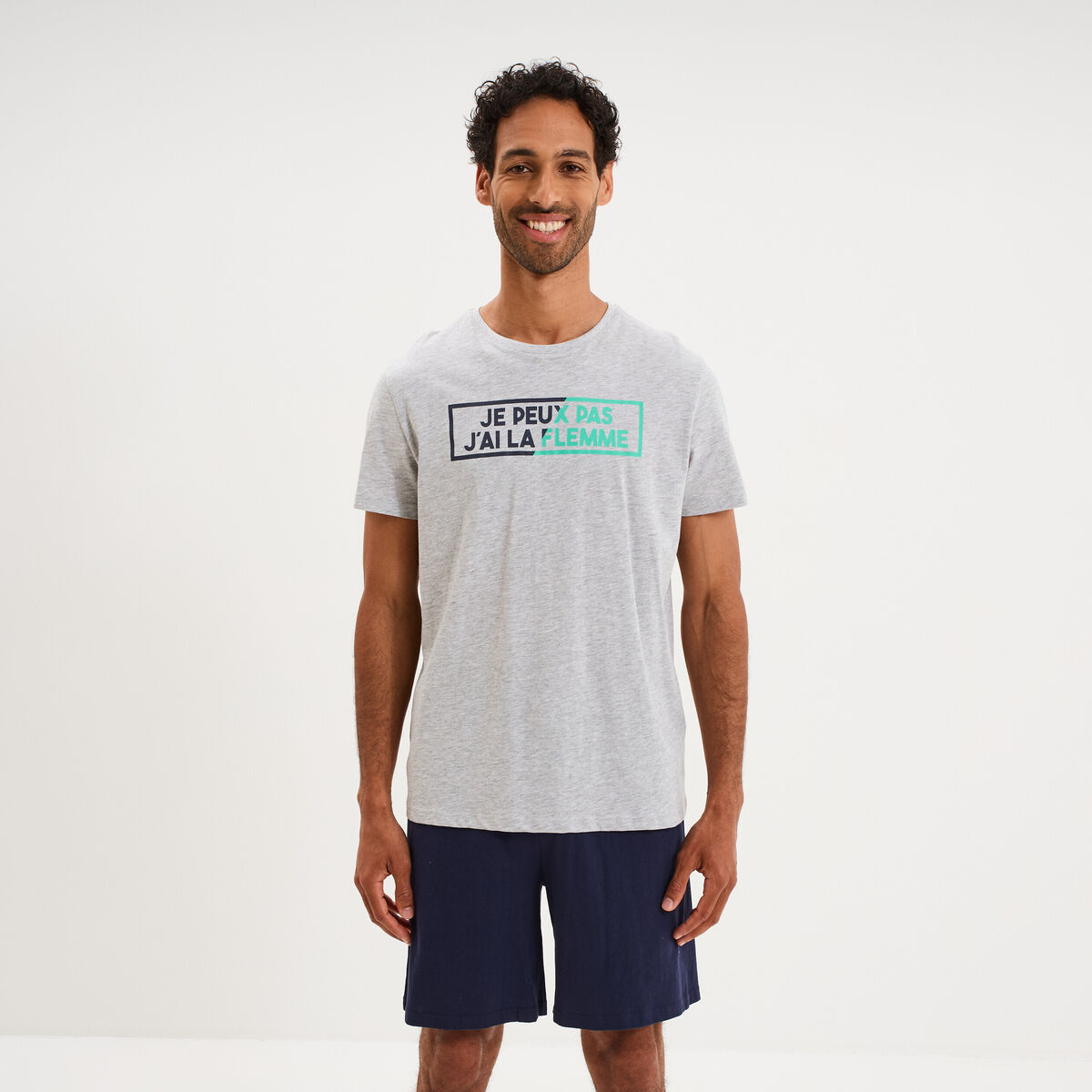 Ensemble pyjama short et t-shirt gris clair homme