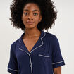 Ensemble pyjama fluide short et chemise bleu marine femme