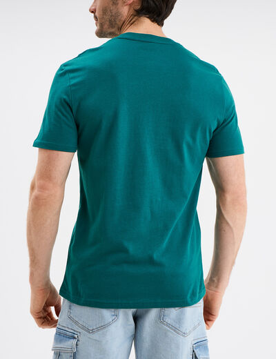 T-shirt col rond manches courtes coton vert émeraude homme
