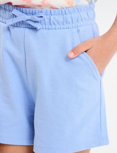 Short de jogging taille élastiquée bleu clair fille
