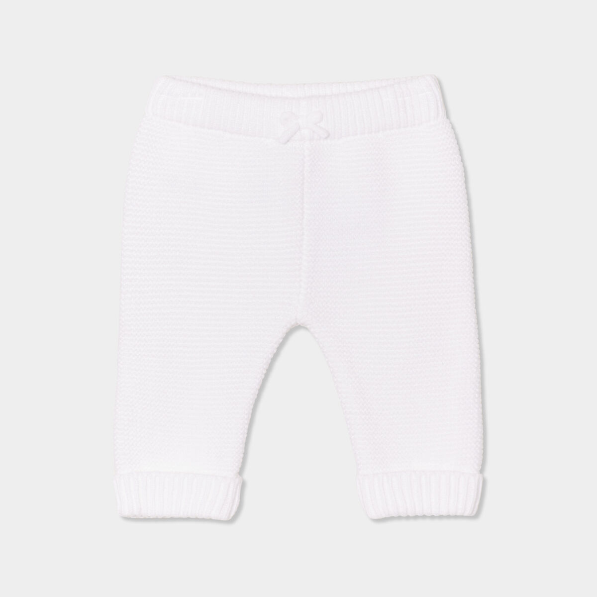 Pantalon tricot taille &eacute;lastiqu&eacute;e blanc b&eacute;b&eacute;