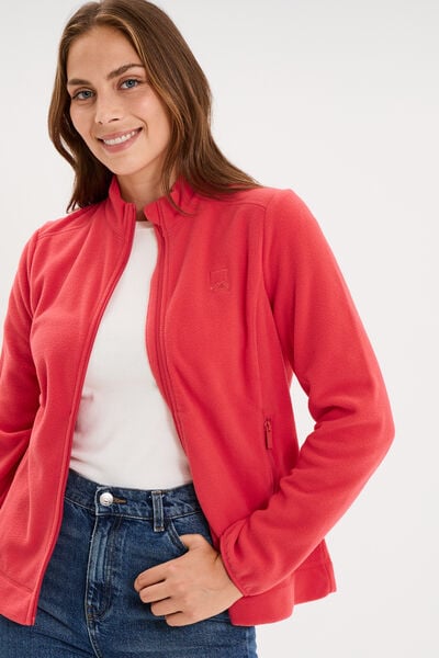 Veste polaire zipp&eacute; manches longues rose femme