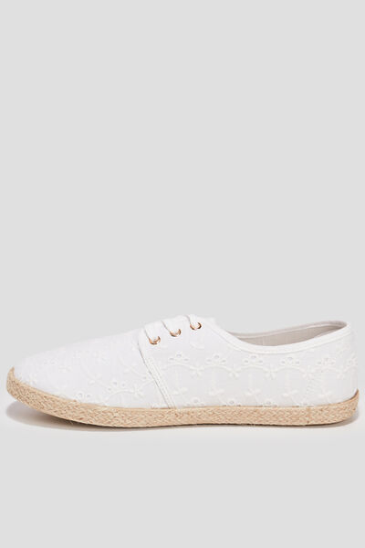 Derbies en toile &agrave; lacets blanc femme