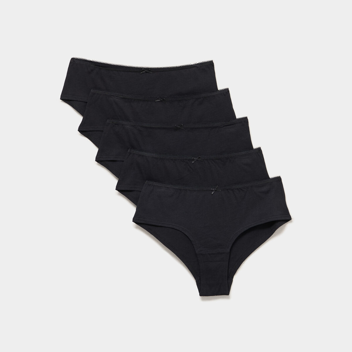 Lot 5 shortys coton noir femme