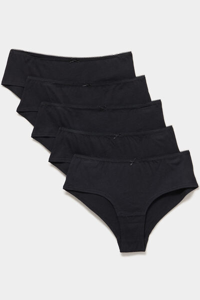 Lot 5 shortys coton noir femme
