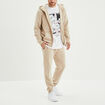 Pantalon jogging droit molleton beige homme