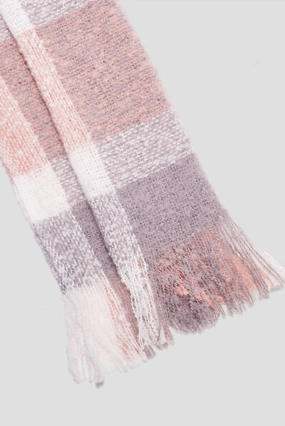 Écharpe à franges rose clair femme