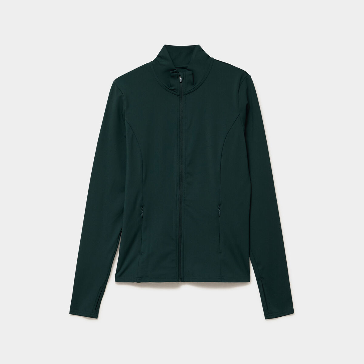 Veste de sport ajust&eacute;e avec fermeture vert fonc&eacute; femme