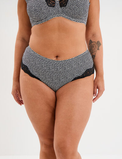 Shorty microfibre empi&egrave;cements dentelle noir femme grande taille