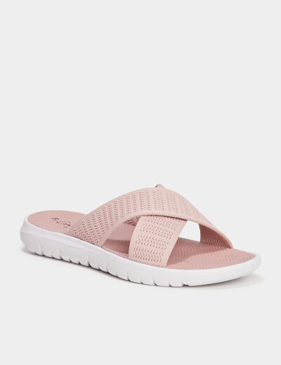 Mules aspect tricoté Confortissimo rose femme