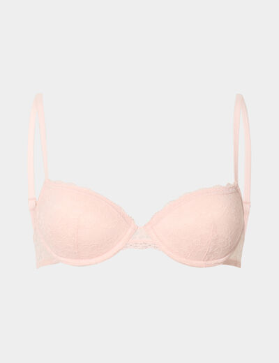 Soutien-gorge corbeille paddé dentelle rose clair femme