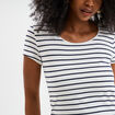 T-shirt ray&eacute; manches courtes ecru femme