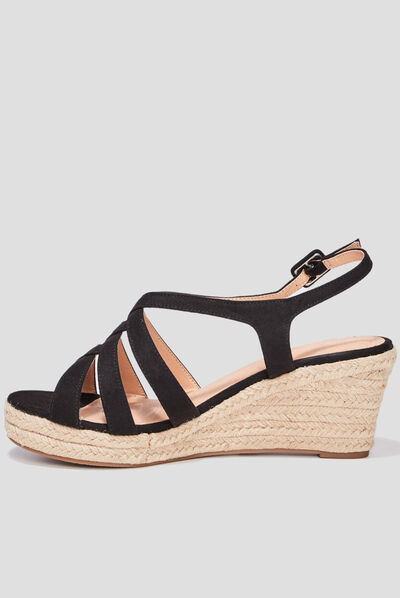 Sandales compensées noir femme