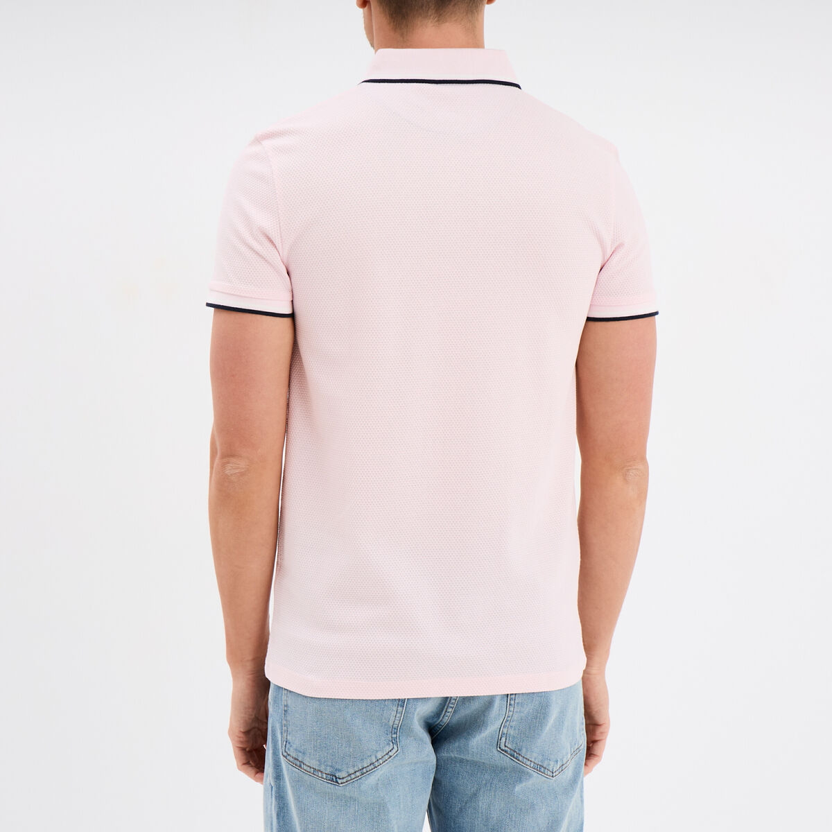 Polo piqu&eacute; manches courtes coton rose homme