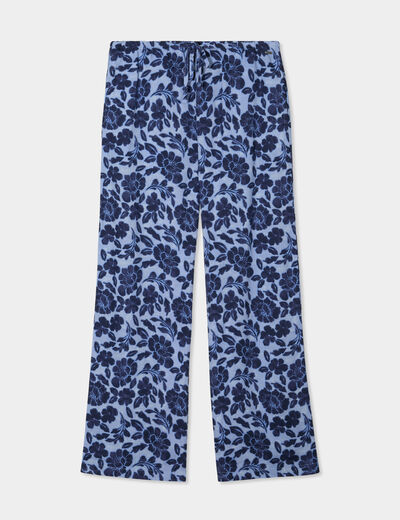 Pantalon fluide à coulisse bleu femme