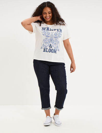 T-shirt manches courtes col rond coton blanc femme grande taille
