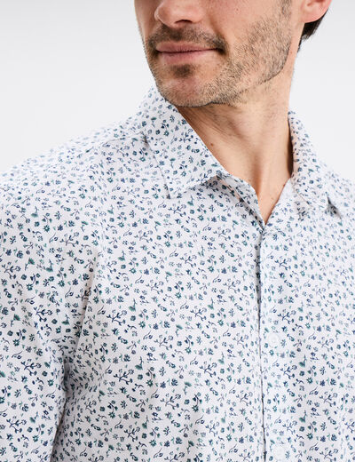 Chemise ajustée col français blanc homme