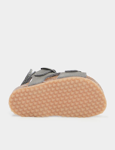 Sandales cuir boucles et scratchs Creeks gris b&eacute;b&eacute; gar&ccedil;on