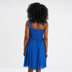 Robe courte asymétrique plissée bleu roi femme
