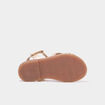 Sandales en cuir fleur bride scratch jaune or fille
