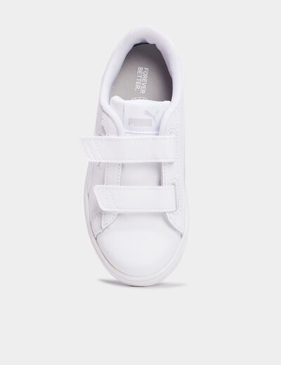 Tennis basses à scratchs Puma blanc garçon