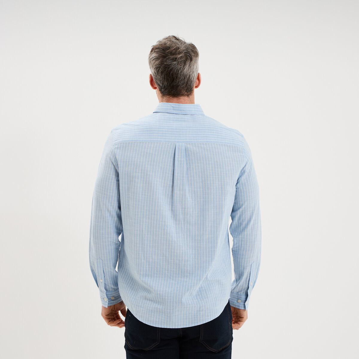 Chemise manches longues coton bleu ciel homme